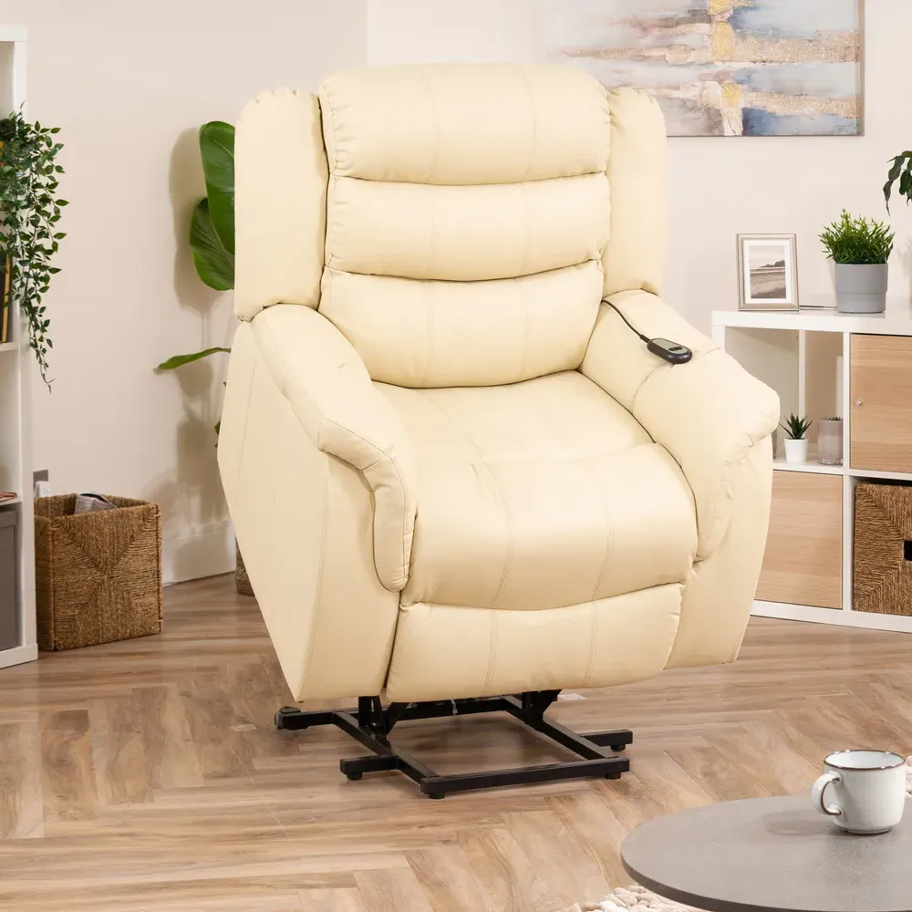 Almeira Electric Riser Recliner Chair with Massage - Cream