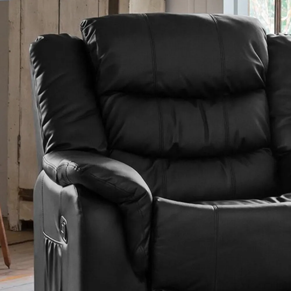 Almeira Recliner Armchair - Black, Bonded Leather