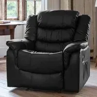 Almeira Recliner Armchair - Black, Bonded Leather