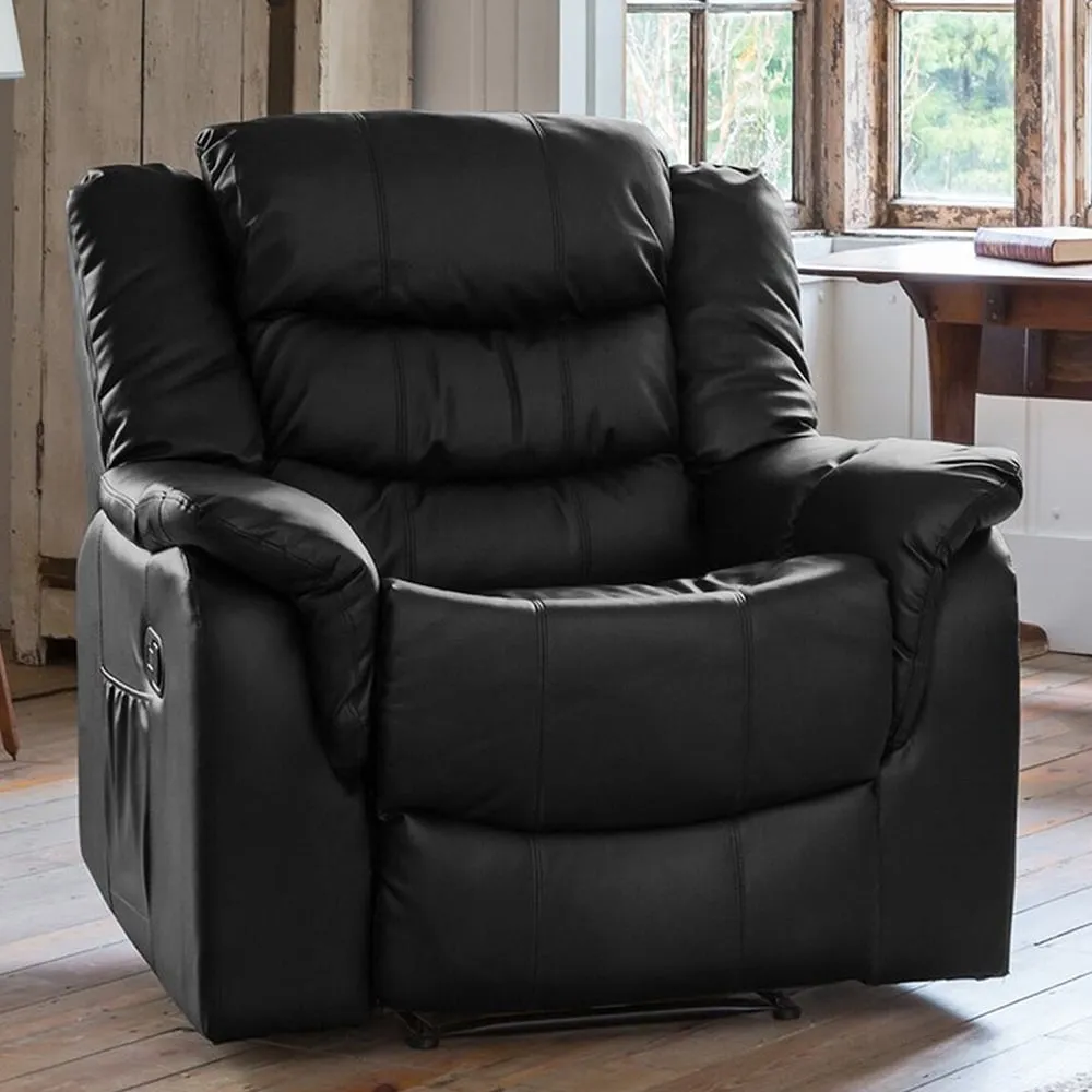 Almeira Recliner Armchair - Black, Bonded Leather image