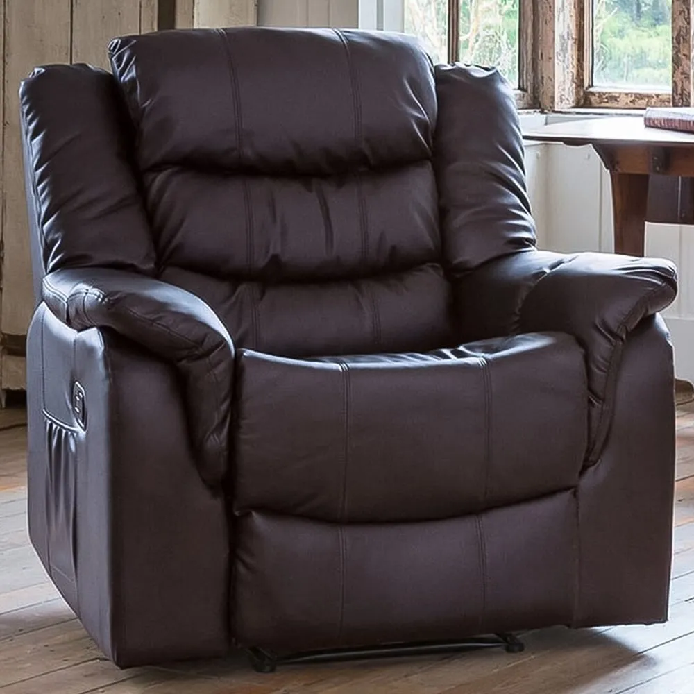Almeira Recliner Armchair - Brown, Bonded Leather
