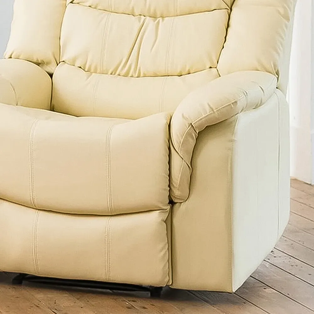 Almeira Recliner Armchair - Cream, Bonded Leather