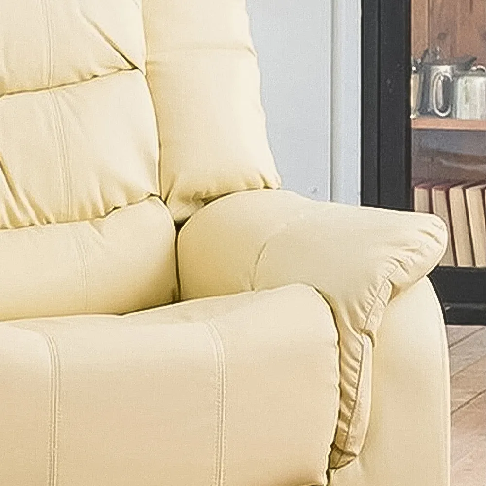 Almeira Recliner Armchair - Cream, Bonded Leather