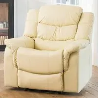 Almeira Recliner Armchair - Cream, Bonded Leather