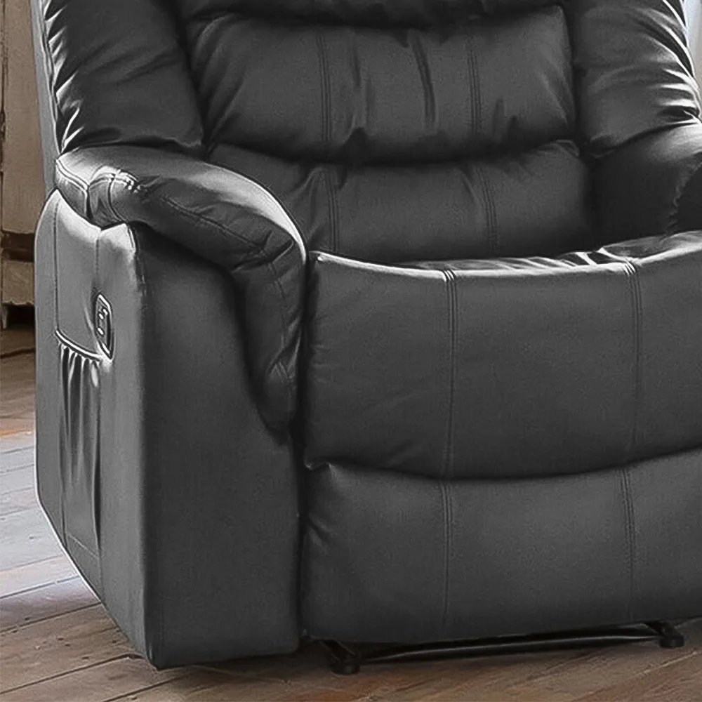 Almeira Recliner Armchair - Grey, Bonded Leather