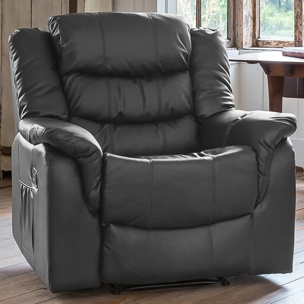 Almeira Recliner Armchair - Grey, Bonded Leather