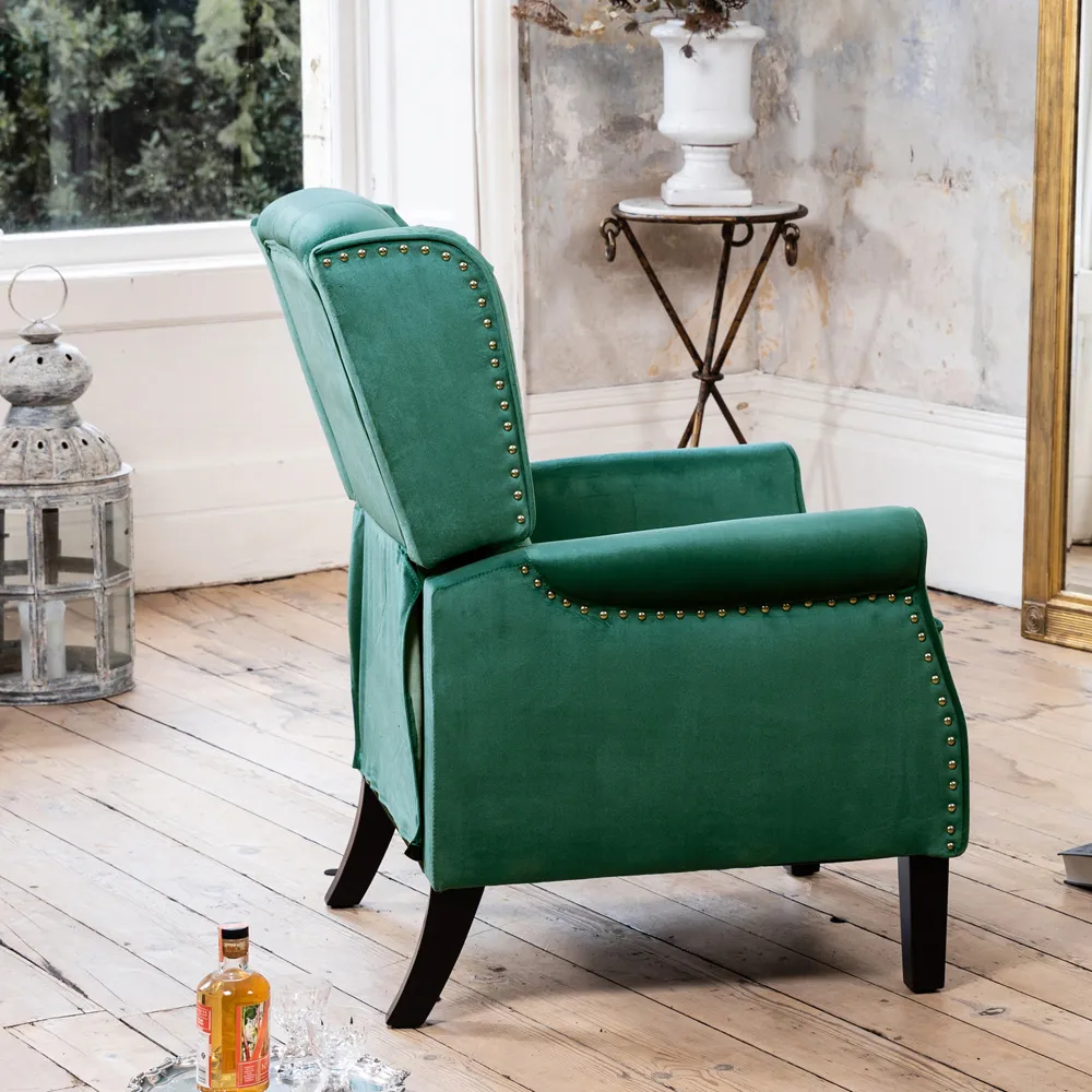 Annapoli Wingback Recliner Armchair - Green, Velvet