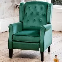 Annapoli Wingback Recliner Armchair - Green, Velvet
