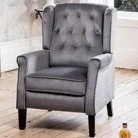 Annapoli Wingback Recliner Armchair - Grey, Velvet