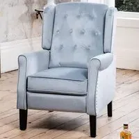 Annapoli Wingback Recliner Armchair - Light Blue, Velvet