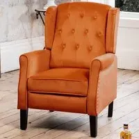 Annapoli Wingback Recliner Armchair - Orange, Velvet