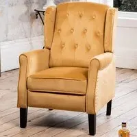 Annapoli Wingback Recliner Armchair - Yellow, Velvet