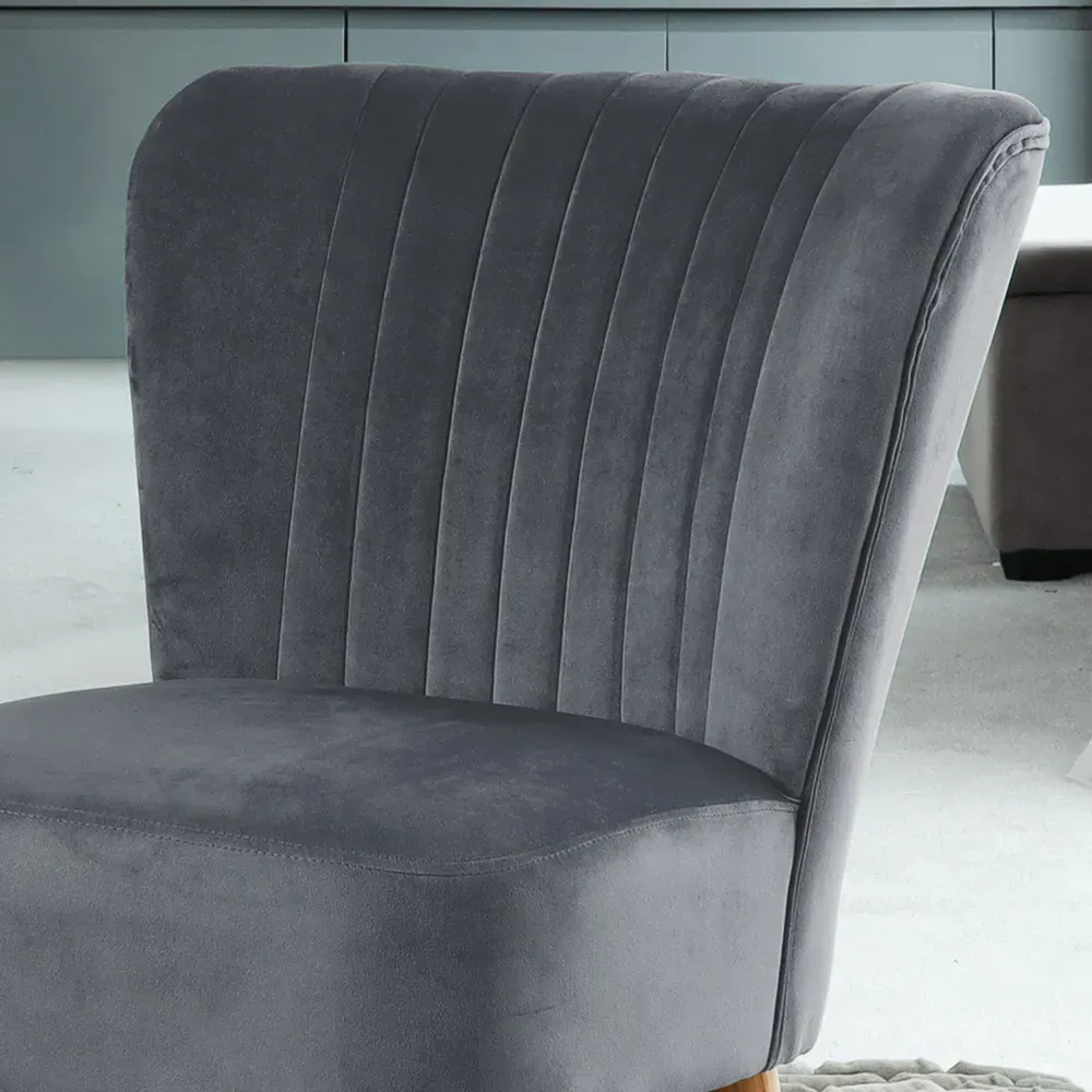 Arezza Shell Back Accent Chair - Grey, Velvet