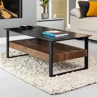 Ascent Rectangular Coffee Table with Storage - Black, Stone