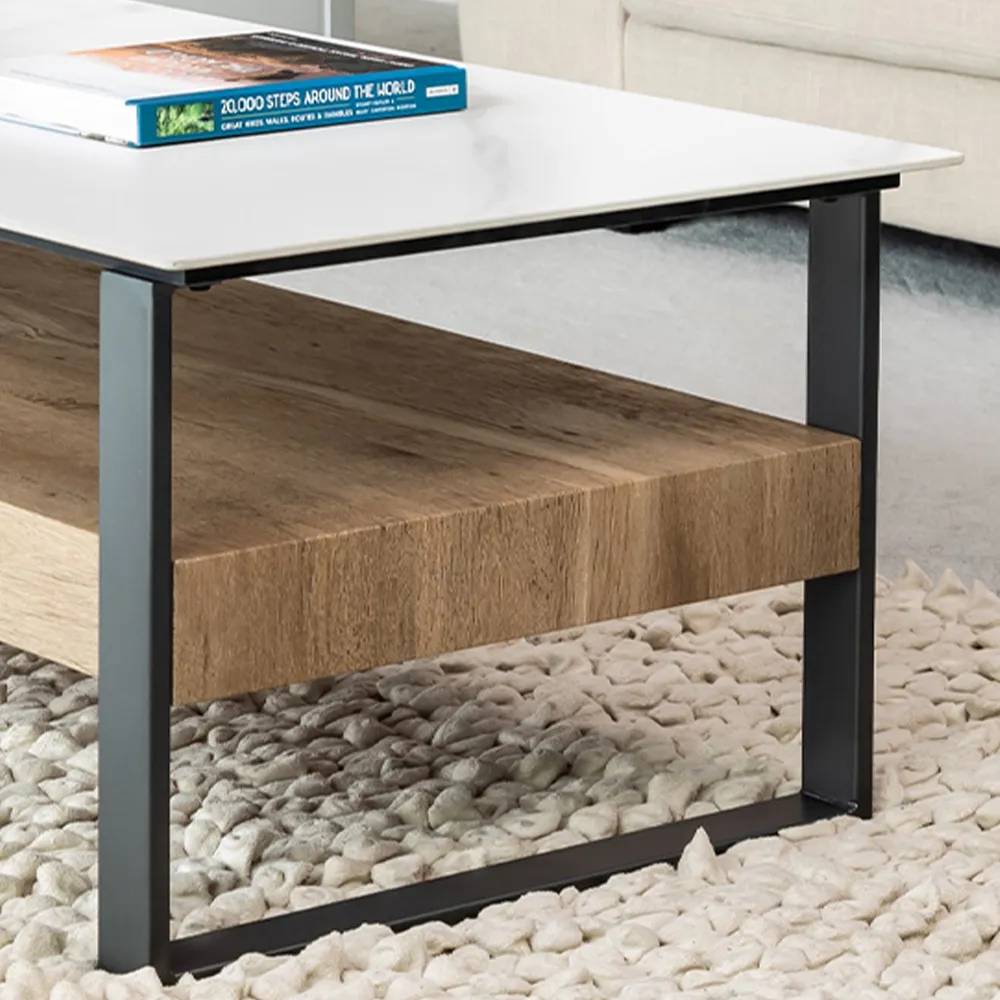 Ascent Rectangular Coffee Table with Storage - Grey, Stone
