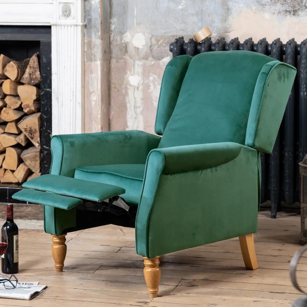 Barksdale Wingback Recliner Armchair - Green, Velvet