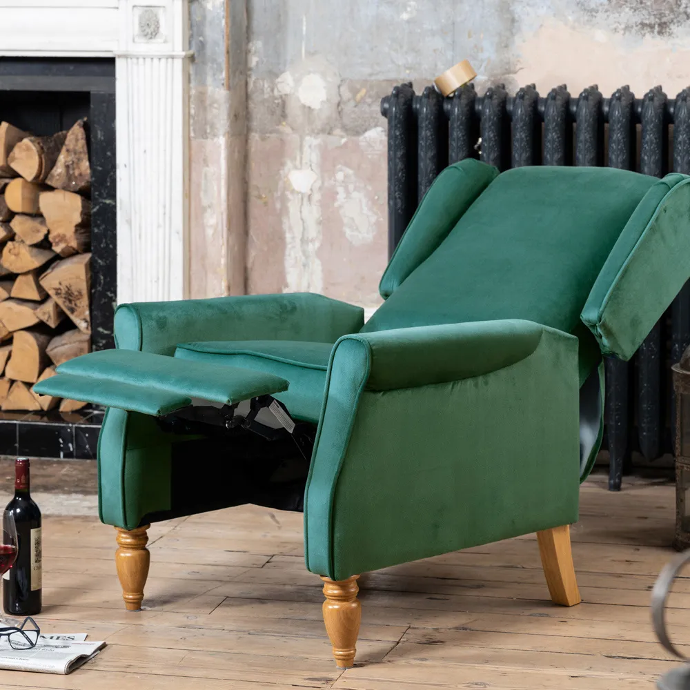 Barksdale Wingback Recliner Armchair - Green, Velvet