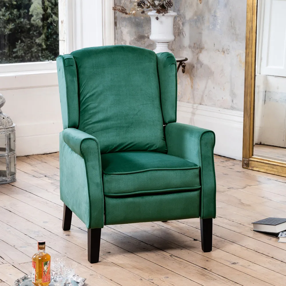 Barksdale Wingback Recliner Armchair - Green, Velvet