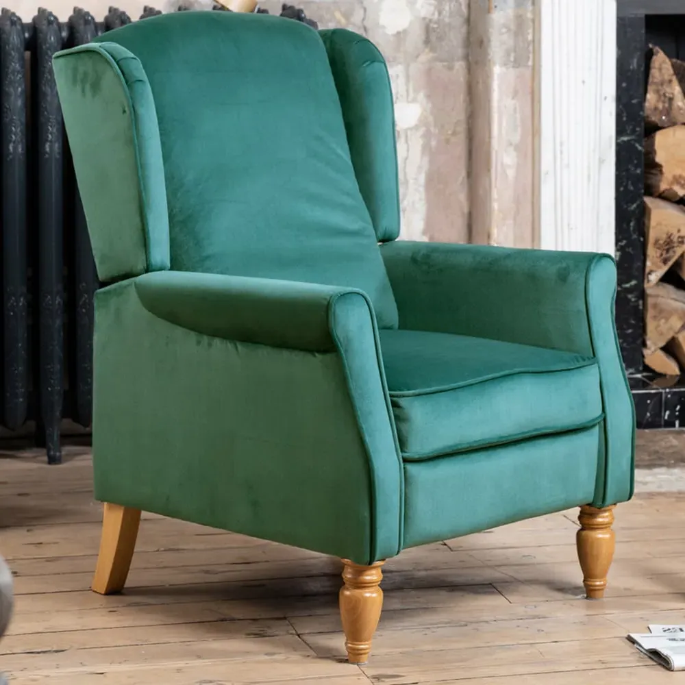 Barksdale Wingback Recliner Armchair - Green, Velvet