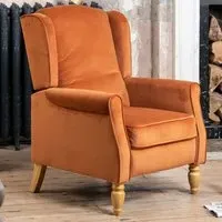 Barksdale Wingback Recliner Armchair - Orange, Velvet