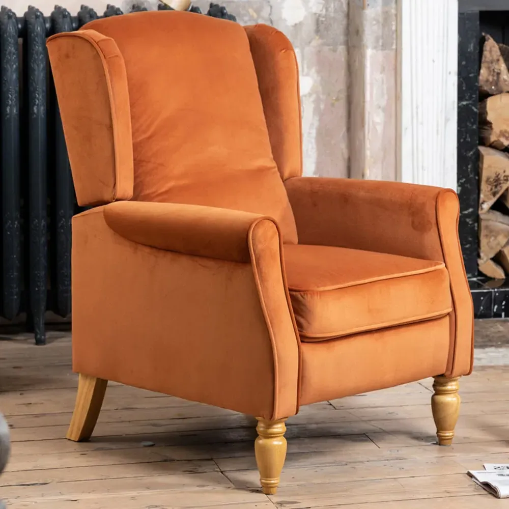 Barksdale Wingback Recliner Armchair - Orange, Velvet