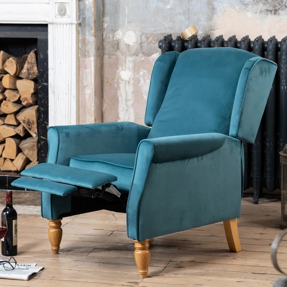 Barksdale Wingback Recliner Armchair - Teal, Velvet