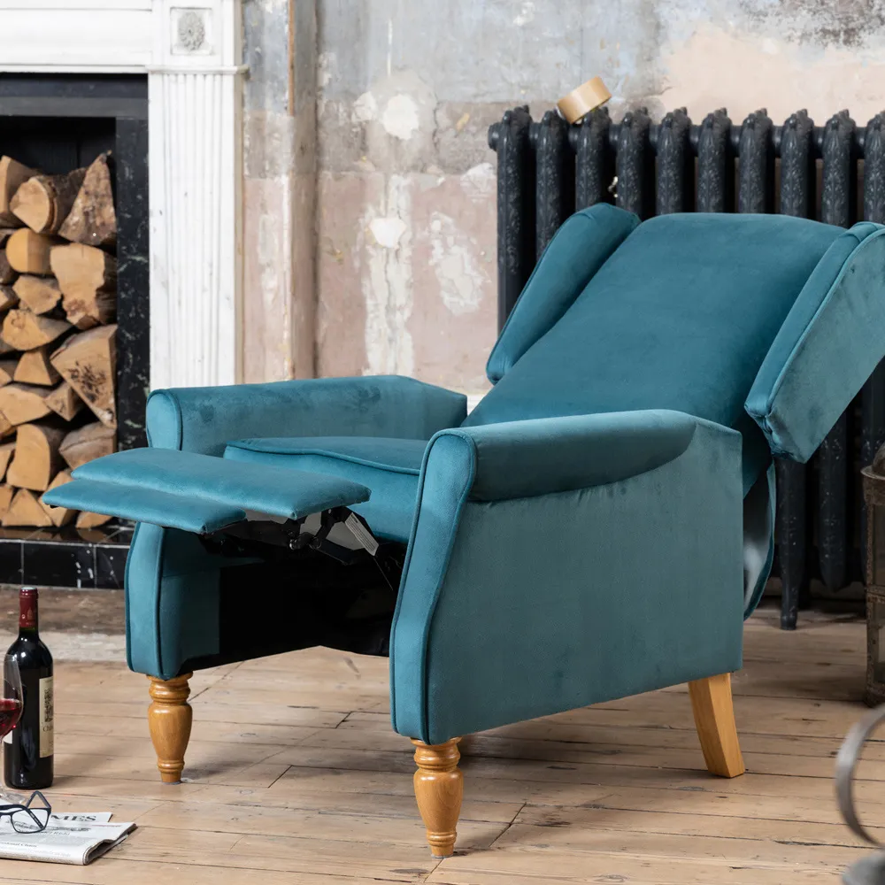 Barksdale Wingback Recliner Armchair - Teal, Velvet