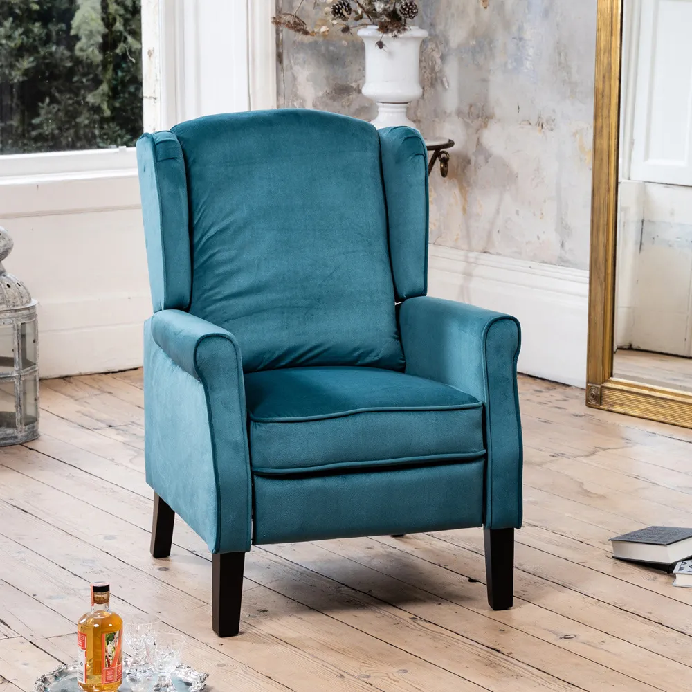Barksdale Wingback Recliner Armchair - Teal, Velvet