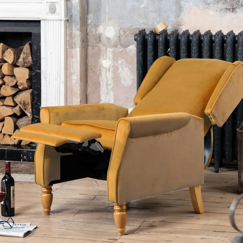 Barksdale Wingback Recliner Armchair - Yellow, Velvet