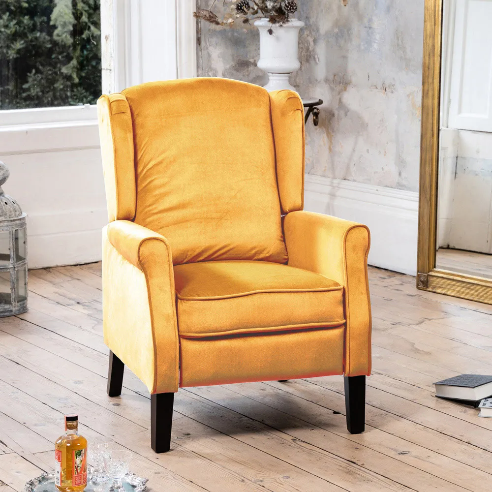 Barksdale Wingback Recliner Armchair - Yellow, Velvet