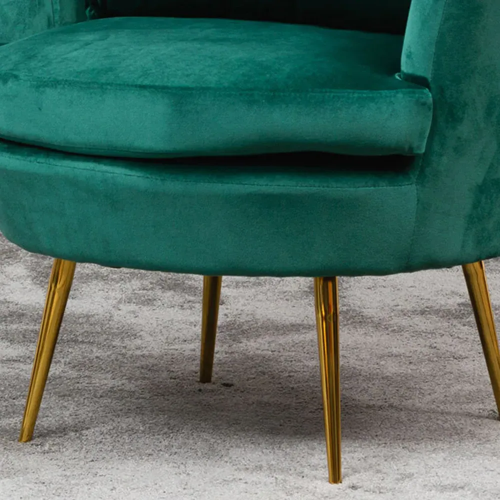 Benicia Petal Accent Chair - Green, Velvet