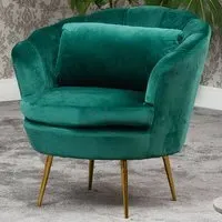 Benicia Petal Accent Chair - Green, Velvet