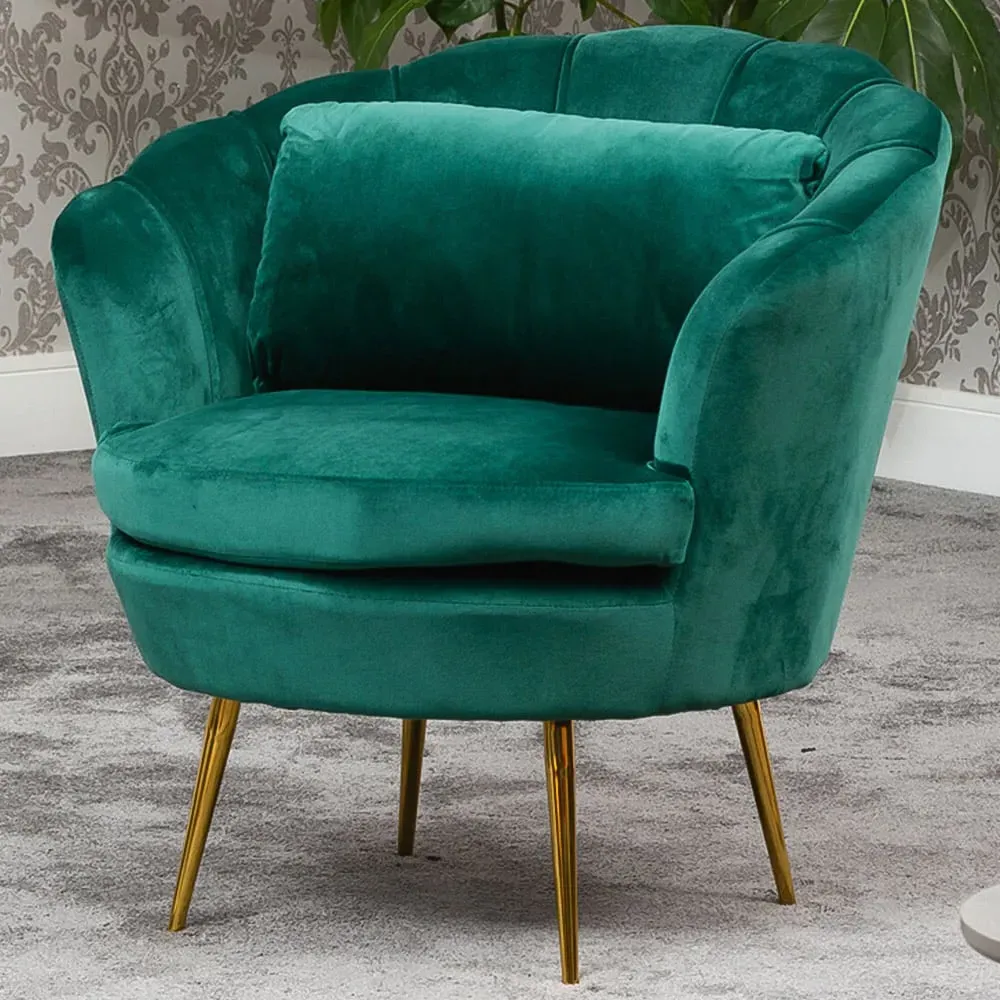 Benicia Petal Accent Chair - Green, Velvet image