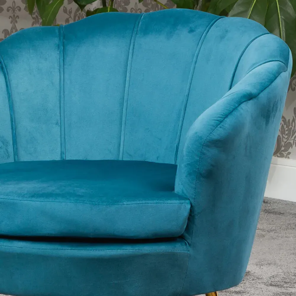 Benicia Petal Accent Chair - Teal, Velvet