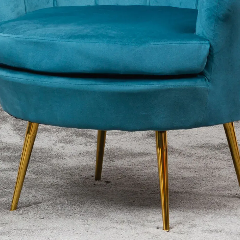 Benicia Petal Accent Chair - Teal, Velvet