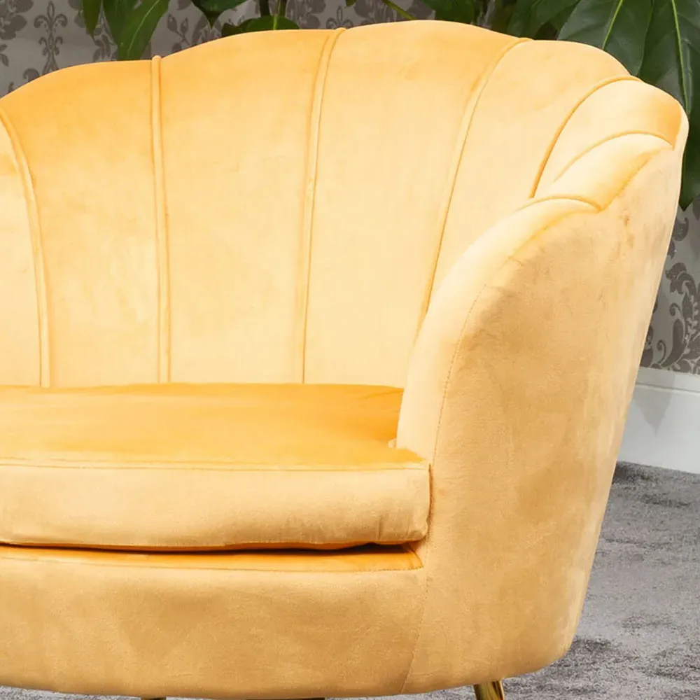 Benicia Petal Accent Chair - Yellow, Velvet