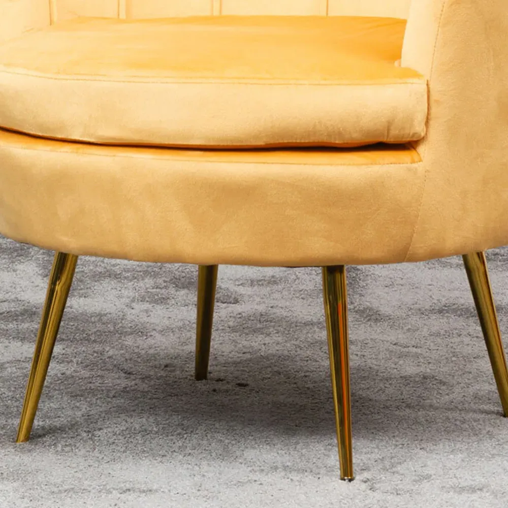 Benicia Petal Accent Chair - Yellow, Velvet