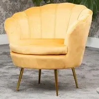 Benicia Petal Accent Chair - Yellow, Velvet