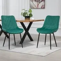 Bovino Set of 2 Dining Chairs - Green, Velvet