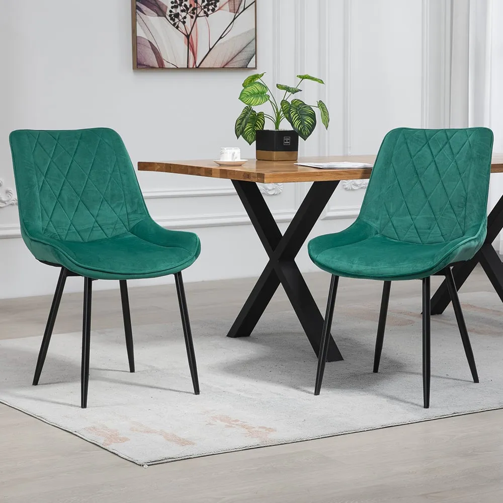 Bovino Set of 2 Dining Chairs - Green, Velvet image