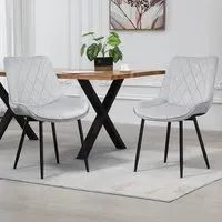 Bovino Set of 2 Dining Chairs - Silver, Velvet