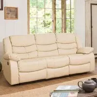 Brooklyn 3-Seater Recliner Sofa - Cream, Bonded Leather