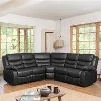 Brooklyn 5-Seater Corner Sofa with Reclining - Black, Leather
