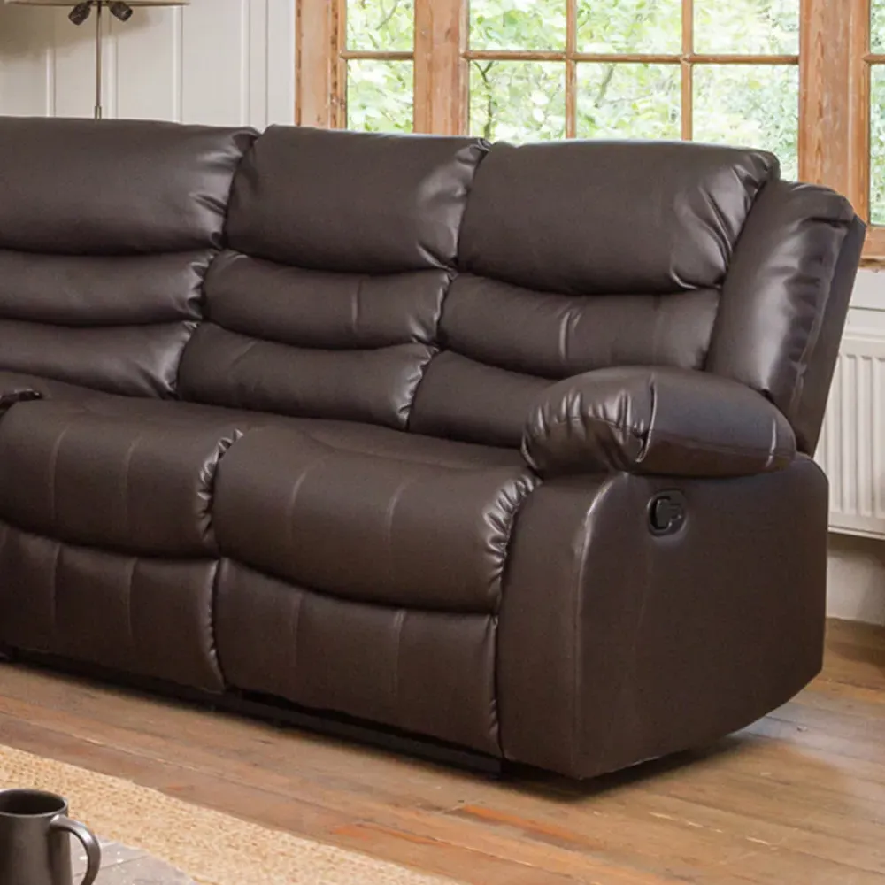Brooklyn 5-Seater Corner Sofa with Reclining - Brown, Leather