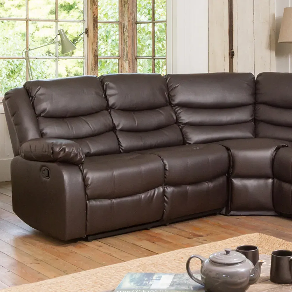 Brooklyn 5-Seater Corner Sofa with Reclining - Brown, Leather