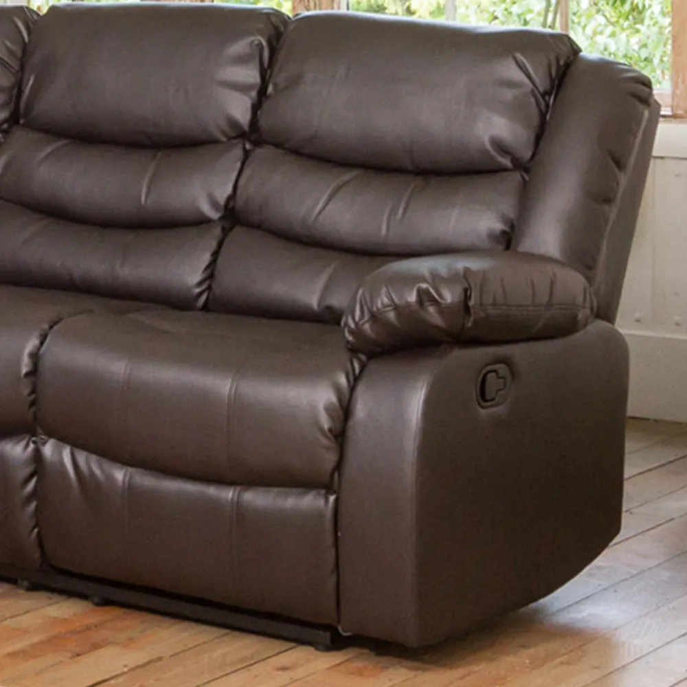 Brooklyn 5-Seater Corner Sofa with Reclining - Brown, Leather