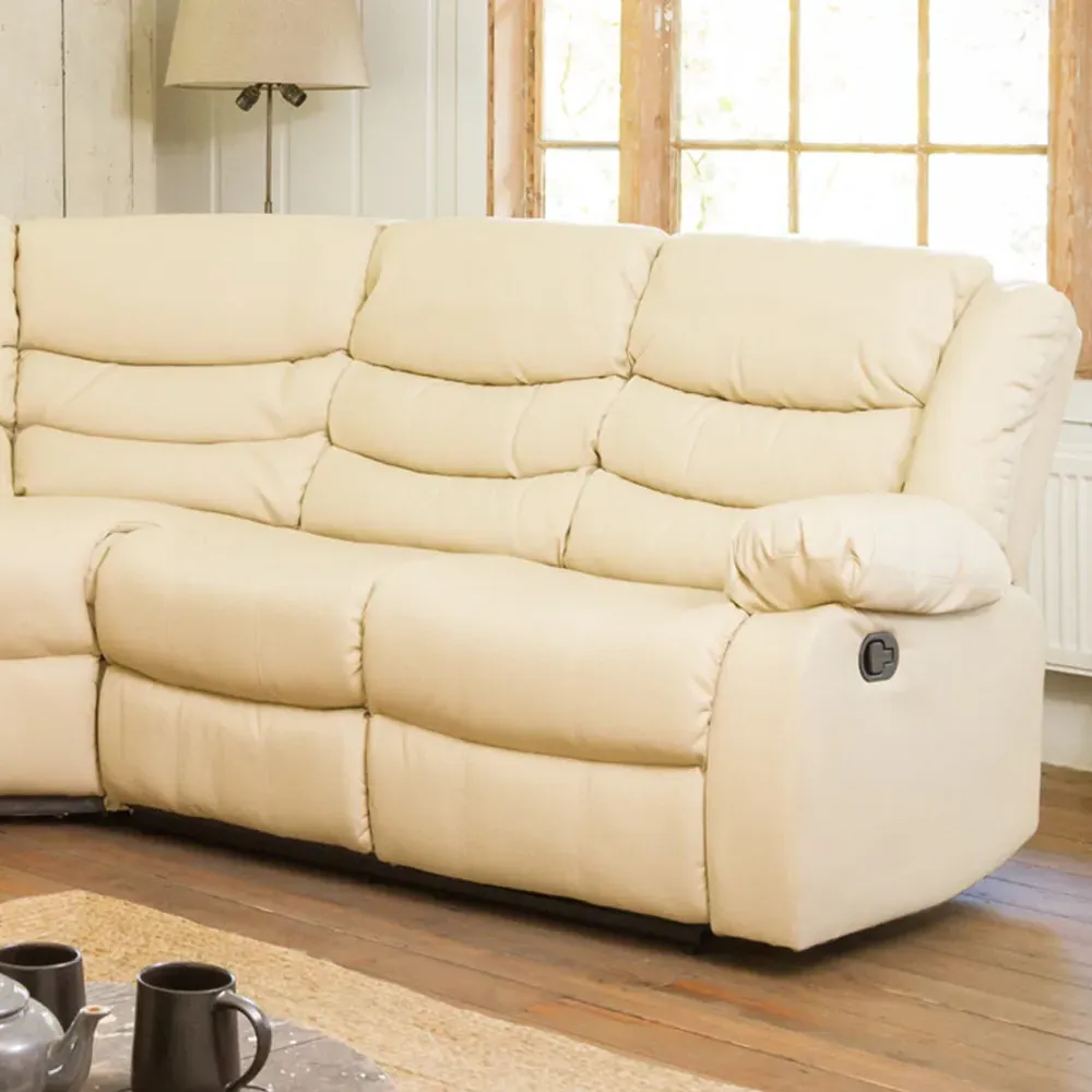 Brooklyn 5-Seater Corner Sofa with Reclining - Cream, Leather
