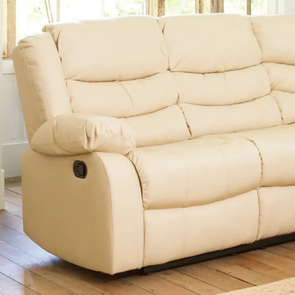 Brooklyn 5-Seater Corner Sofa with Reclining - Cream, Leather
