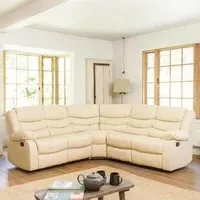 Brooklyn 5-Seater Corner Sofa with Reclining - Cream, Leather