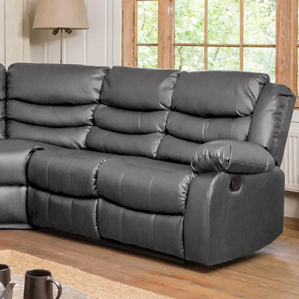Brooklyn 5-Seater Corner Sofa with Reclining - Grey, Leather